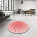 Round Patterned Deep Rose Pink Rug in a Office, pat1937rd