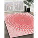 Patterned Deep Rose Pink Rug in Family Room, pat1937rd