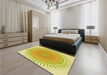 Patterned Orange Gold Rug in a Bedroom, pat1937yw