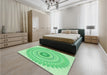 Patterned Green Rug in a Bedroom, pat1938grn