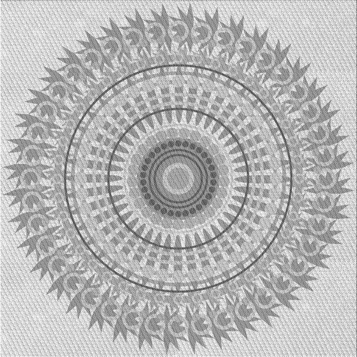 Round Patterned Gunmetal Gray Rug, pat1938gry
