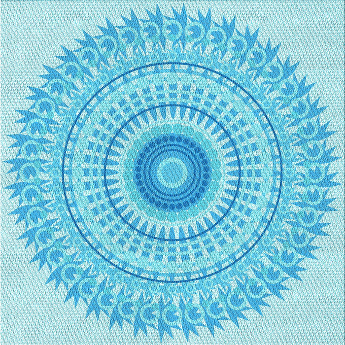 Round Machine Washable Transitional Bright Turquoise Blue Rug, wshpat1938lblu