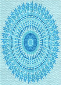 Machine Washable Transitional Bright Turquoise Blue Rug, wshpat1938lblu