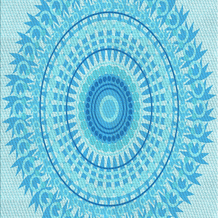 Machine Washable Transitional Bright Turquoise Blue Rug, wshpat1938lblu