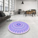 Round Patterned Purple Mimosa Purple Rug in a Office, pat1938pur