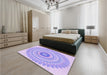 Patterned Purple Mimosa Purple Rug in a Bedroom, pat1938pur