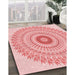 Patterned Red Rug in Family Room, pat1938rd