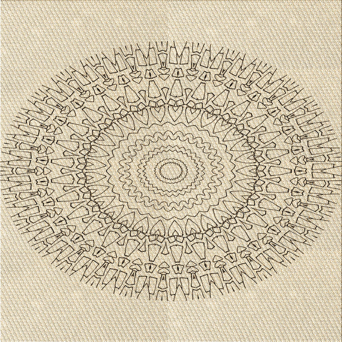 Round Machine Washable Transitional Moccasin Beige Rug, wshpat1939brn