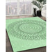 Machine Washable Transitional Mint Green Rug in a Family Room, wshpat1939grn