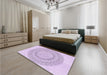 Round Machine Washable Transitional Lilac Purple Rug in a Office, wshpat1939pur