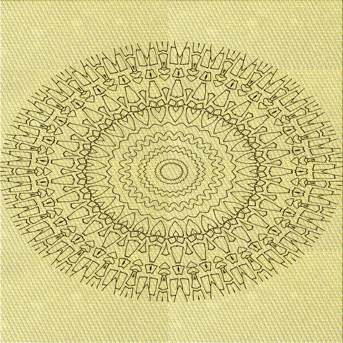 Round Machine Washable Transitional Sun Yellow Rug, wshpat1939yw