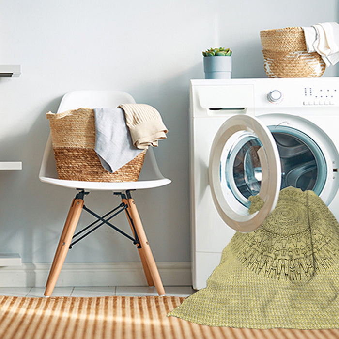 Machine Washable Transitional Sun Yellow Rug in a Washing Machine, wshpat1939yw