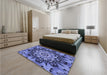 Patterned Sky Blue Rug in a Bedroom, pat194blu