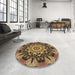 Round Patterned Red Brown Rug in a Office, pat194brn
