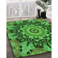 Patterned Deep Emerald Green Rug, pat194grn