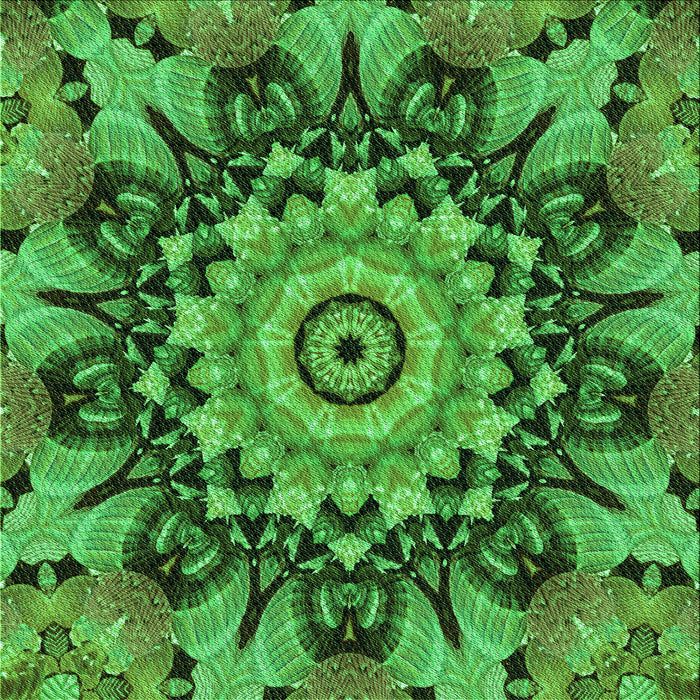 Round Patterned Deep Emerald Green Rug, pat194grn