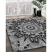 Patterned Dark Gray Rug in Family Room, pat194gry