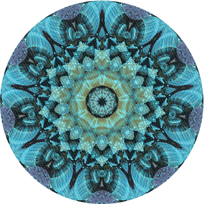 Square Machine Washable Transitional Bright Turquoise Blue Rug in a Living Room, wshpat194lblu