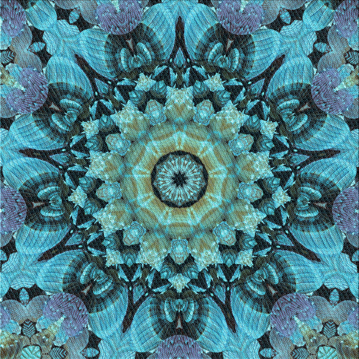 Round Patterned Bright Turquoise Blue Rug, pat194lblu