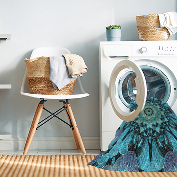 Machine Washable Transitional Bright Turquoise Blue Rug in a Washing Machine, wshpat194lblu