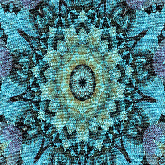 Patterned Bright Turquoise Blue Rug, pat194lblu