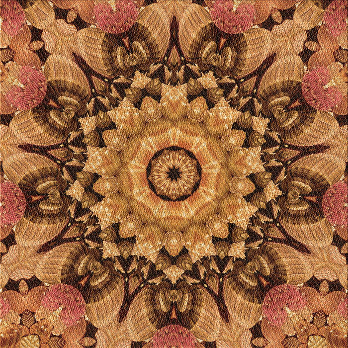 Round Patterned Orange Rug, pat194org