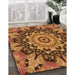 Patterned Orange Rug in Family Room, pat194org