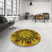 Round Patterned Yellow Rug in a Office, pat194yw