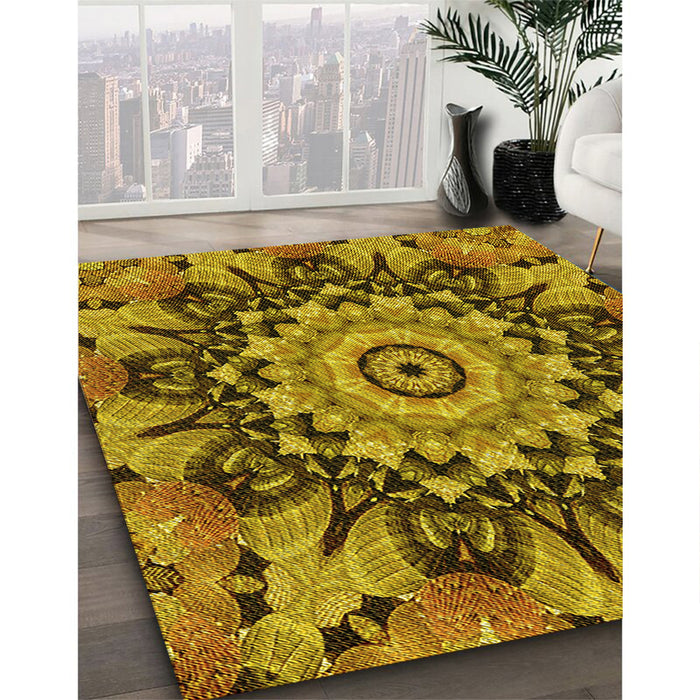 Machine Washable Transitional Yellow Rug in a Family Room, wshpat194yw