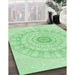 Machine Washable Transitional Light Green Rug in a Family Room, wshpat1940grn