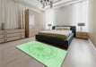 Patterned Light Green Rug in a Bedroom, pat1940grn