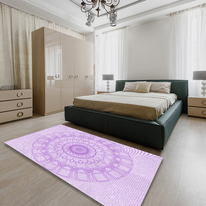 Round Machine Washable Transitional Violet Purple Rug in a Office, wshpat1940pur