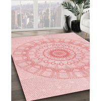 Patterned Pastel Red Pink Rug, pat1940rd