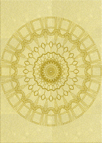 Machine Washable Transitional Yellow Rug, wshpat1940yw