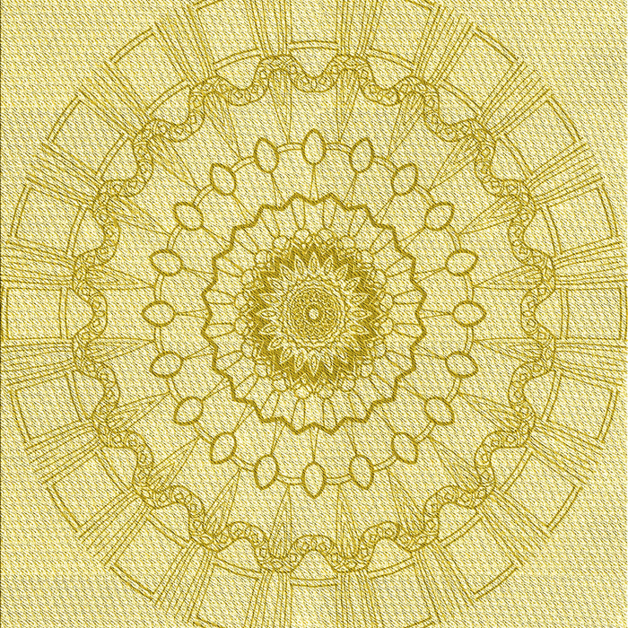 Machine Washable Transitional Yellow Rug, wshpat1940yw