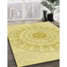 Patterned Yellow Rug in Family Room, pat1940yw