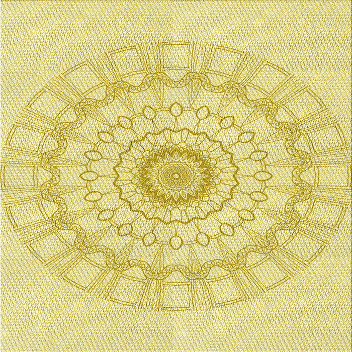 Round Patterned Yellow Rug, pat1940yw