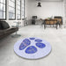 Round Patterned Lavender Blue Rug in a Office, pat1941blu