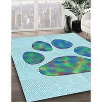 Patterned Light Aquamarine Green Rug, pat1941lblu