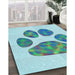 Patterned Light Aquamarine Green Rug in Family Room, pat1941lblu