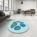 Round Patterned Light Aquamarine Green Rug in a Office, pat1941lblu