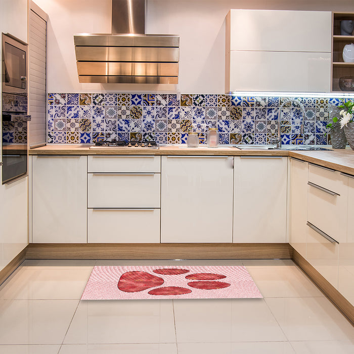 Patterned Red Rug in a Kitchen, pat1941rd