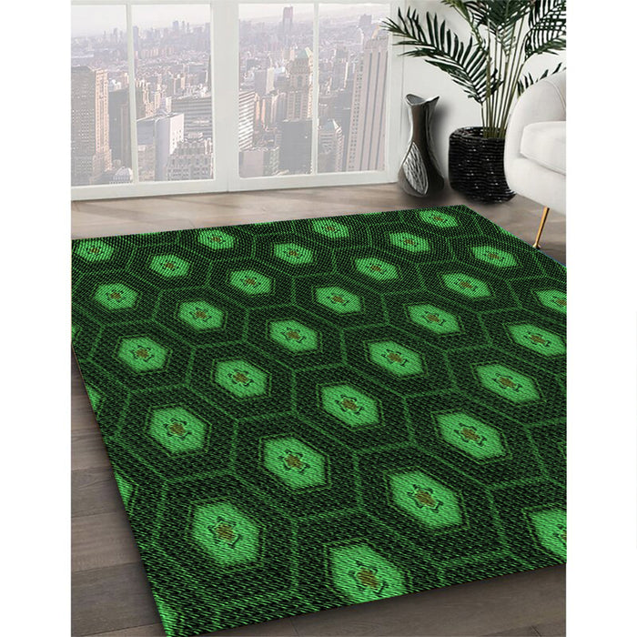 Machine Washable Transitional Green Rug in a Family Room, wshpat1942grn