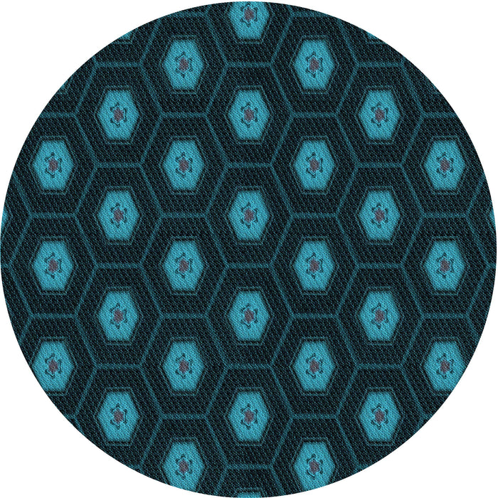 Square Machine Washable Transitional Dark Cyan Green Rug in a Living Room, wshpat1942lblu