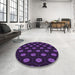 Round Patterned Deep Purple Rug in a Office, pat1942pur