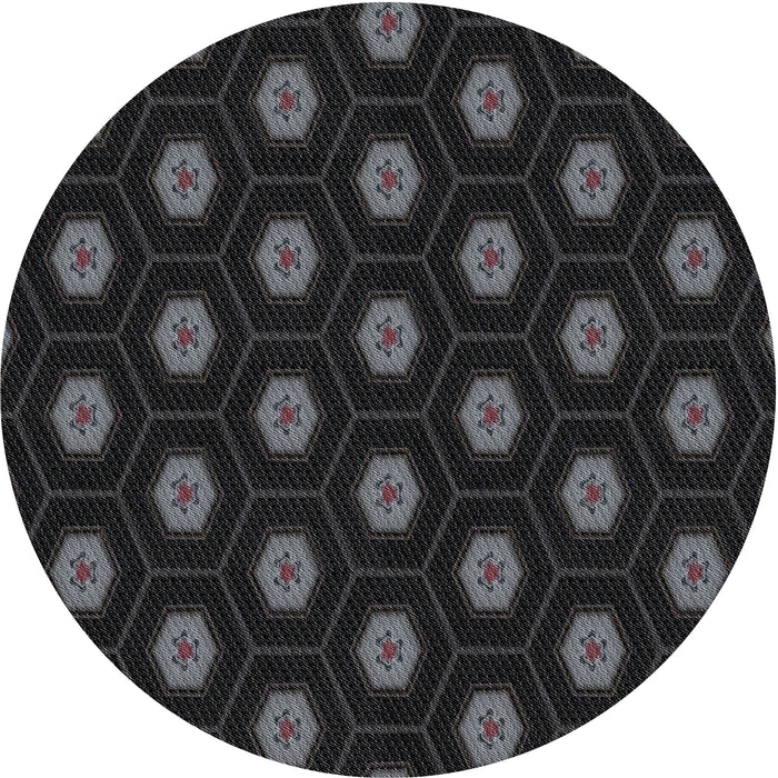 Square Machine Washable Transitional Black Rug, wshpat1942