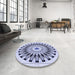 Round Patterned Lavender Blue Rug in a Office, pat1943blu