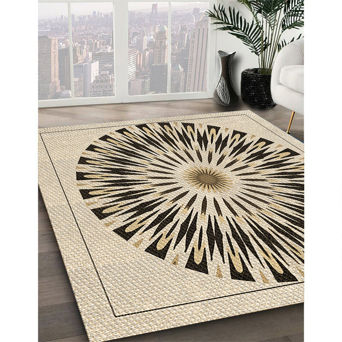 Machine Washable Transitional Vanilla Gold Rug in a Family Room, wshpat1943brn