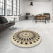 Round Patterned Vanilla Gold Rug in a Office, pat1943brn