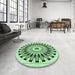 Round Patterned Mint Green Rug in a Office, pat1943grn